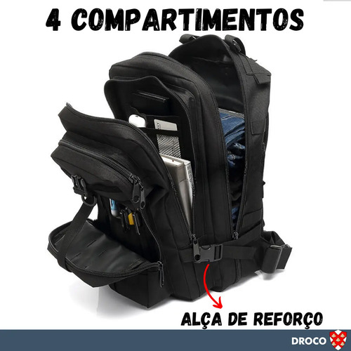 Mochila Tática Militar Impermeável Reforçada Assault 30l Cor Preto Desenho do tecido Liso Caveira