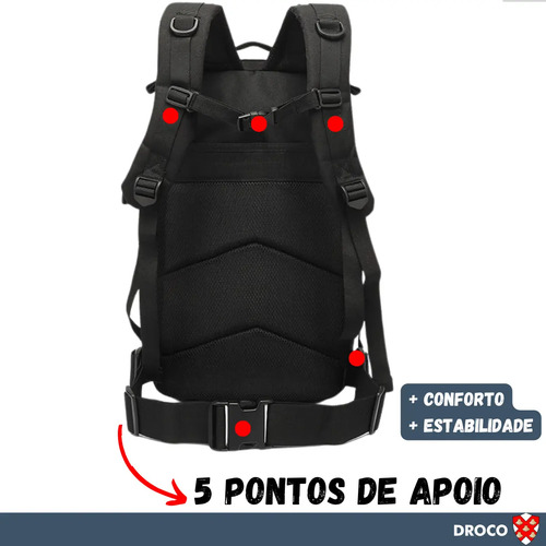 Mochila Tática Militar Impermeável Reforçada Assault 30l Cor Preto Desenho do tecido Liso Caveira