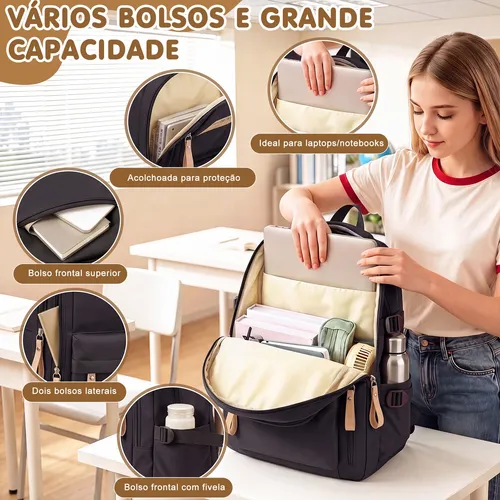 Mochila Trab Academia Faculdade Versátil Feminina Masculina