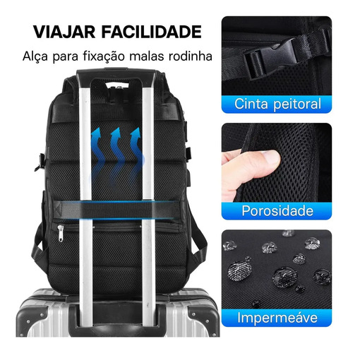 Mochila Viagem Impermeavel Executiva Grande Para Notebook