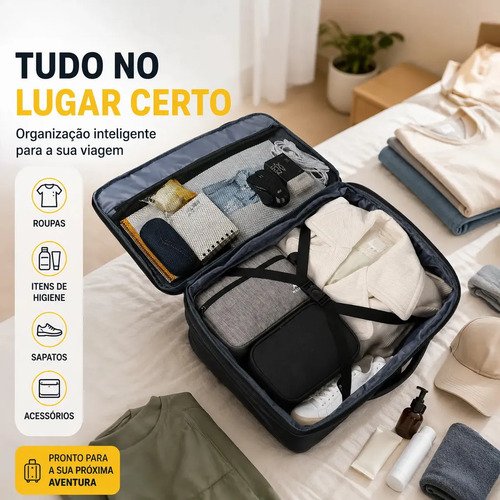 Mochila Viagem Masculina 40L Grande Impermeável Reforçada para Avião Item Pessoal Suporta até 10kg MATEIN 1159 Preto
