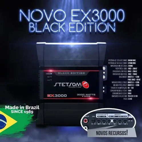 Modulo Amplificador Stetsom EX 3000 Black Edition 3000w RMS 2 Ohms Cor Preto