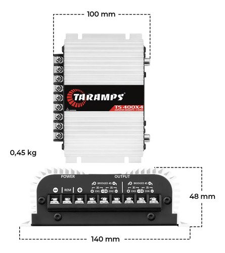 Modulo Taramps 400 Rms Ts-400 Ts400x4 T400 4 Canais V6
