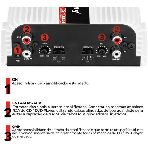 Modulo Taramps 400 Rms Ts-400 Ts400x4 T400 4 Canais V6