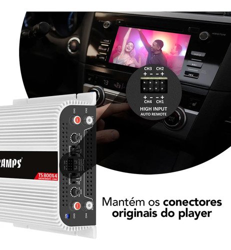 Modulo Taramps Ts 800 Rms Ts800x4 2 Ohms Amplificador 800w Entrada Rca E Fio T800 4 Canais Som Automotivo