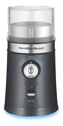 Moedor de cafe eletrico hamilton beach ajustavel inox 150w t
