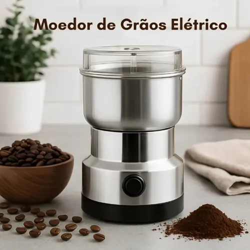 Moedor De Café Elétrico Triturador Aço Inox Grãos Temperos