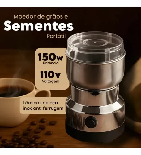 Moedor De Café Elétrico Triturador Aço Inox Grãos Temperos