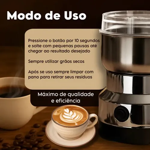 Moedor De Café Elétrico Triturador Aço Inox Grãos Temperos