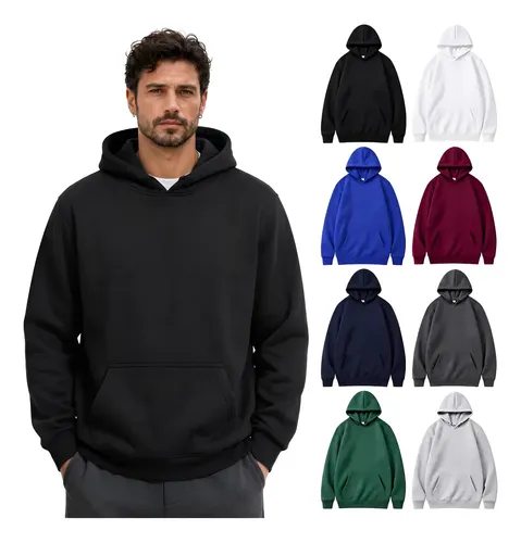 Moletom canguru liso algodao unissex termico forrado fleece