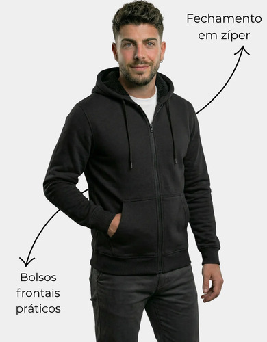 Moletom Liso Masculino Blusa Frio Canguru Flanelado Capuz