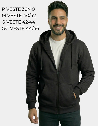 Moletom Liso Masculino Blusa Frio Canguru Flanelado Capuz