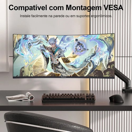 Monitor 34 Ultrawide Curvo Qhd 3440x1440 180hz,1350r,1ms,gtg Preto