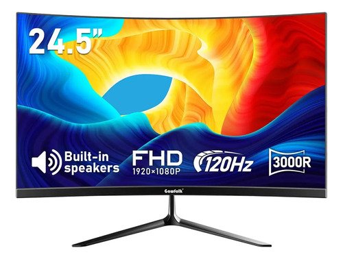 Monitor curvo gawfolk 245 fhd 120hz com som integrado preto