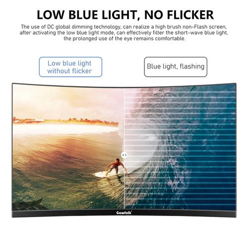 Monitor Curvo Gawfolk 24.5 Fhd 120hz Com Som Integrado Preto