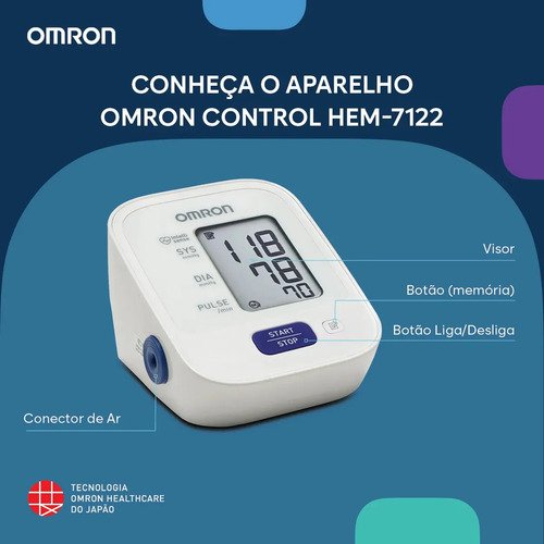 Monitor De Pressão Arterial De Braço Comfort Hem-7122 Omron Cor Branco