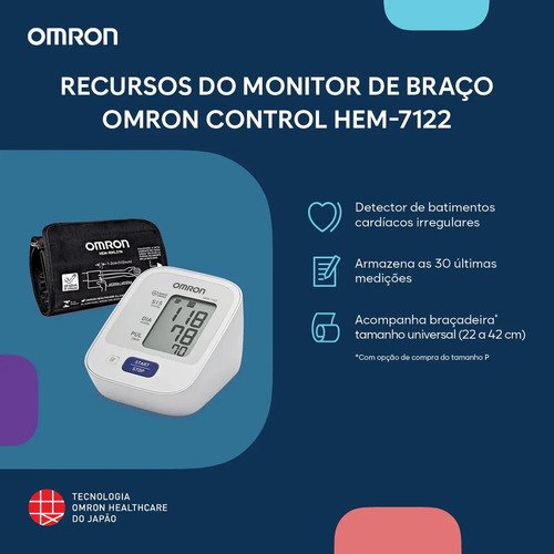 Monitor De Pressão Arterial De Braço Comfort Hem-7122 Omron Cor Branco
