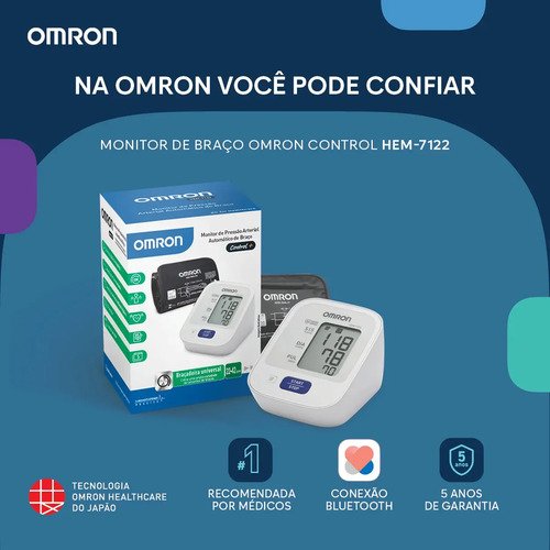 Monitor De Pressão Arterial De Braço Comfort Hem-7122 Omron Cor Branco