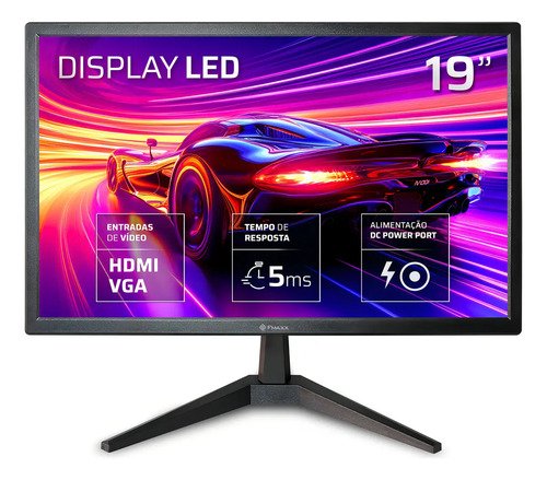 Monitor fmaxx 19 led com hdmi vga vesa cor preto mq19v