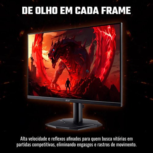 Monitor Gamer 27" Acer Nitro KG0 KG270 P0bi com Tela LED VA Full HD 144Hz 1ms GtoG AMD FreeSync Game Mode 8 Modos 99% sRGB e Design ZeroFrame