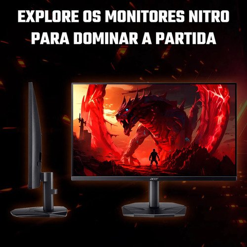 Monitor Gamer 27" Acer Nitro KG0 KG270 P0bi com Tela LED VA Full HD 144Hz 1ms GtoG AMD FreeSync Game Mode 8 Modos 99% sRGB e Design ZeroFrame