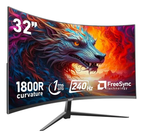 Monitor gamer curvo gawfolk 32 240hz 1ms 1800r freesync