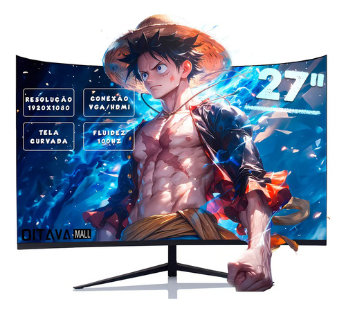 Monitor gamer curvo oi vida 27 full hd 100hz 1ms hdmi vga pr