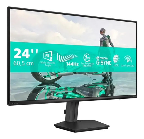 Monitor Gamer Phillips 24 Evnia Ips 144hz 0.5ms Wide Fullhd Preto 127/220v