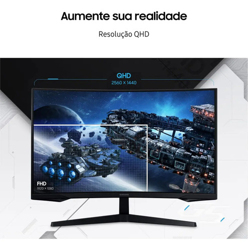 Monitor Gamer Samsung Odyssey G5, 32 ,qhd, 165hz,1ms,hdmi,dp Preto