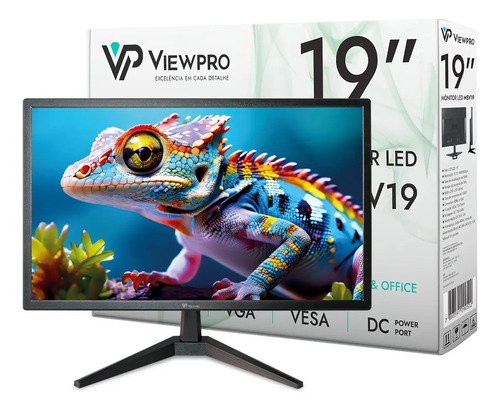 Monitor LED 19" ViewPro Resolução 1440x900 HDMI VGA VESA Preto