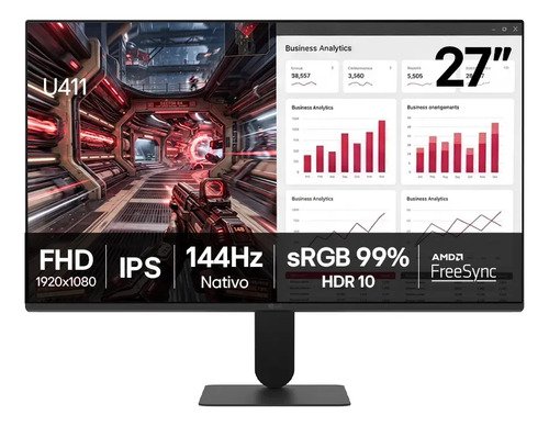 Monitor lg fhd gamer office tela ips 27 1ms mbr 144hz nativo