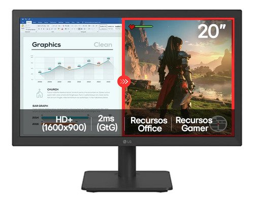 Monitor lg led home office 20u401a b tela 20 hd lg switch mo