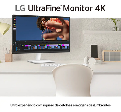 Monitor LG UltraFine™ - Tela IPS UHD 4K 27", HDR10, DCI-P3 90%, Dynamic Action Sync – 27US500-W
