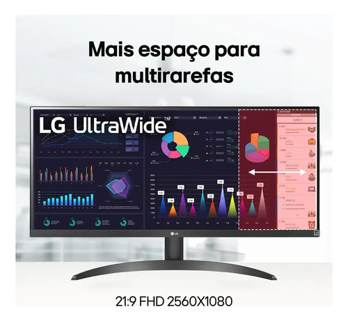 Monitor LG UltraWide™️ - Tela IPS de 29", 21:9, HDR10, sRGB 99%, 100Hz - 29WQ500