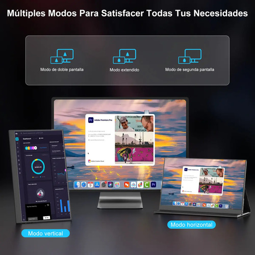 Monitor Portátil 15.6''com Usb C Dupla/hdmi Fhd 1080p 60hz