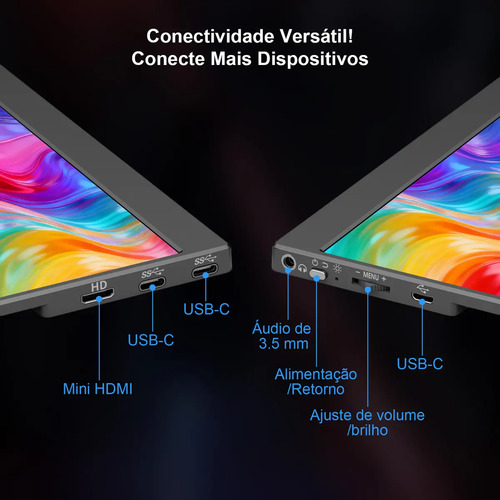 Monitor Portátil 15.6''com Usb C Dupla/hdmi Fhd 1080p 60hz