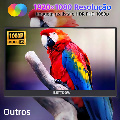 Monitor Portátil Gamer Bettdow de 15.6" Full HD IPS Antirreflexo com Capa