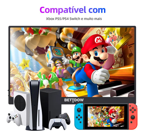 Monitor Portátil Gamer Bettdow de 15.6" Full HD IPS Antirreflexo com Capa