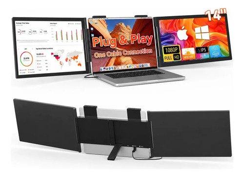 Monitor portatil novante triplo 14 full hd ips usb c para no