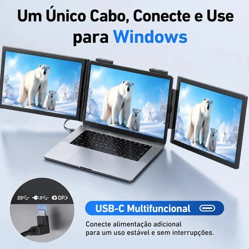 Monitor Portátil Novante Triplo 14" Full HD IPS, USB-C, para Notebook de 14 a 16.5"
