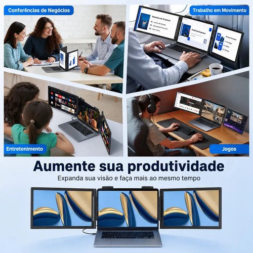 Monitor Portátil Novante Triplo 14" Full HD IPS, USB-C, para Notebook de 14 a 16.5"
