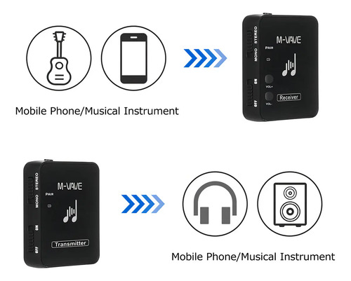 Monitor Retorno In Ear Wireless M-Vave WP-10 2.4 GHz Preto
