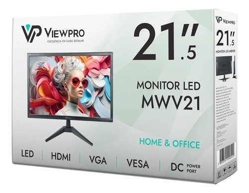 Monitor Viewpro MWV21 LED de 21.5" Full HD Com HDMI e VGA