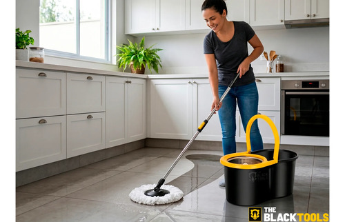Mop Giratório 360° Balde Inox 8 Litros Centrífuga C/ 2 Refis