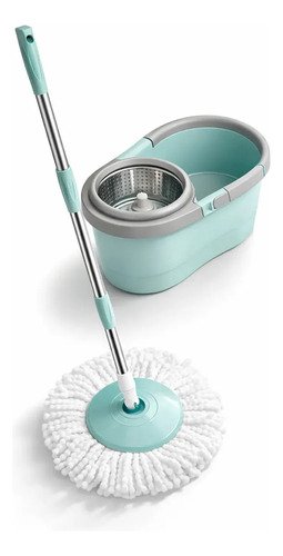 Mop Giratório 8l Rodinhas Esfregão 130cm Cesto Inox C/ Refil