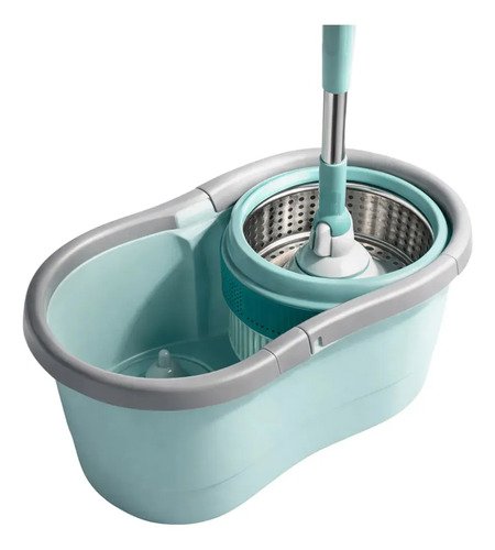 Mop Giratório 8l Rodinhas Esfregão 130cm Cesto Inox C/ Refil