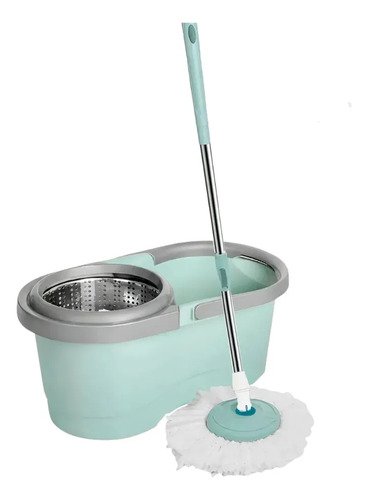 Mop Giratório 8l Rodinhas Esfregão 130cm Cesto Inox C/ Refil