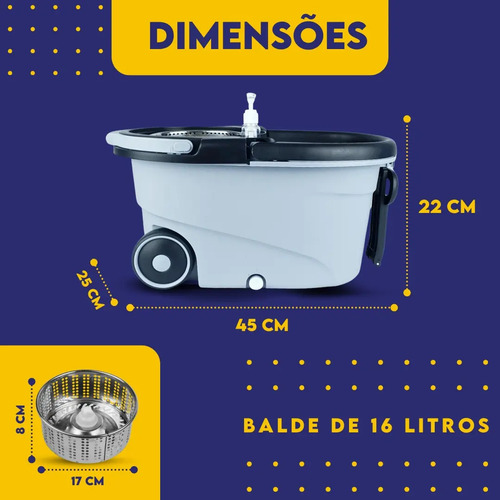 Mop NYBC Mop Giratório Plus com balde centrífuga Cinza