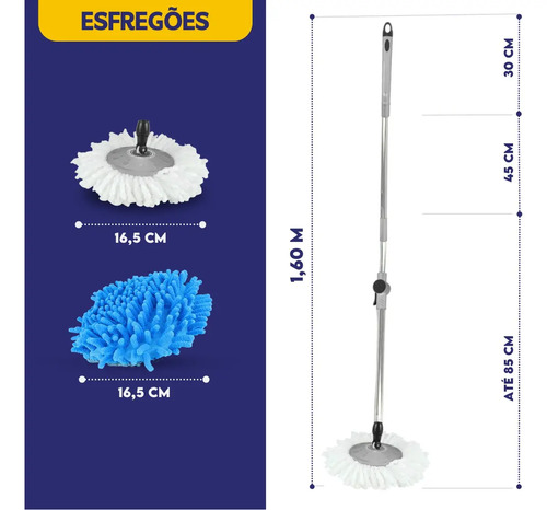Mop NYBC Mop Giratório Plus com balde centrífuga Cinza