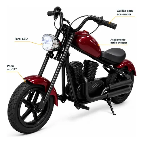 Moto Elétrica Foston X1 Infantil 24v 160w Bluetooth Chopper